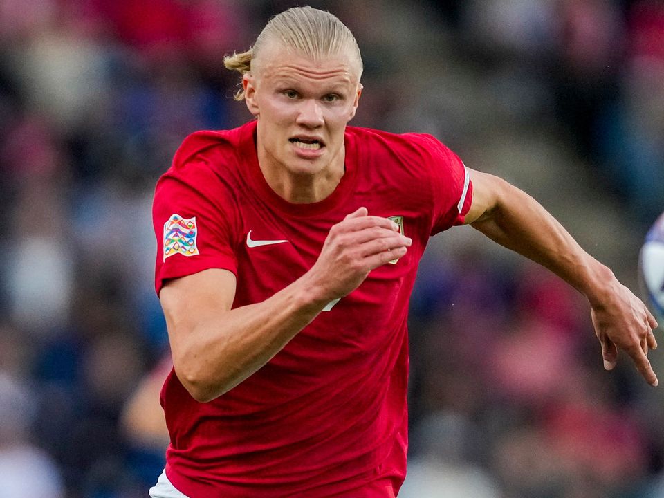 Erling Haaland celebrating for Norway